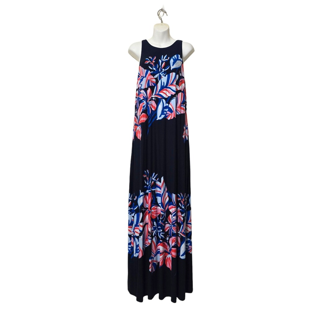 Tommy Bahama Le Tigre Floral Sleeveless Jersey Resortwear Maxi Dress Sz L